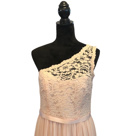 David’s Bridal One Shouldered Pink Gown size 10 - Picture 3 of 14